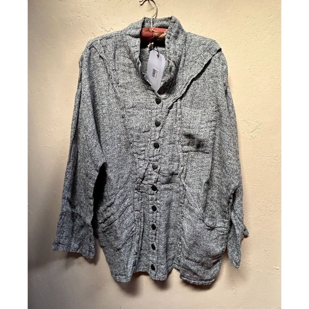Cynthia Ashby Womens Linen Ice Elon Jacket  Size 1 Textured Woven Lagenlook New